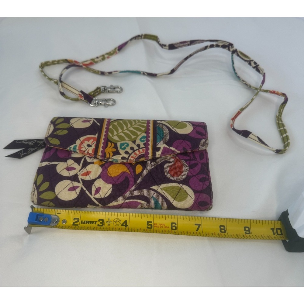 Vera Bradley Plum Crazy Crossbody Wallet with Strap Purse Bag‎ Retired Pattern